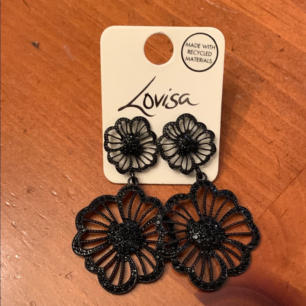 Black Floral Earrings